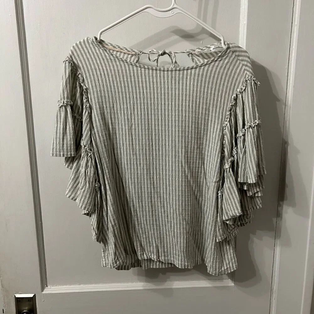 Striped Boho Ruffle Sleeve Top